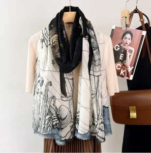 100% Wool Shawl Scarf Bandanna starry sky Print 200cmX100cm Neckerchief wrap new - Picture 1 of 5