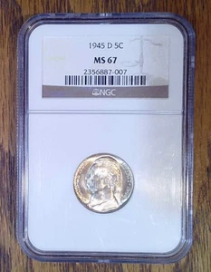 1945-D BU Jefferson War Silver Nickel NGC MS67 (007) - Picture 1 of 2