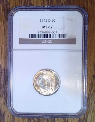 1945-D BU Jefferson War Silver Nickel NGC MS67 (007) - Image 1 of 2
