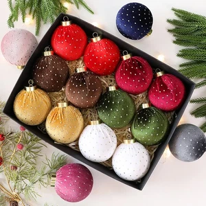 8cm Velvet Christmas Balls 8cm Christmas Balls Christmas Ball Ornaments - Picture 1 of 16