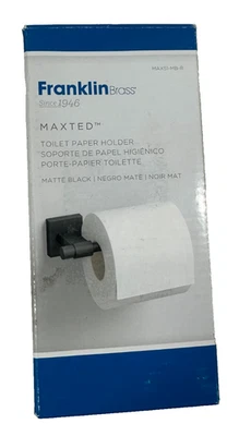Soporte de papel higiénico Franklin de latón máximo montaje en pared de un solo poste negro mate Foto 1 de 4