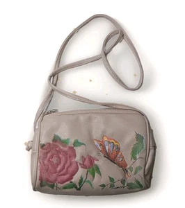 Unique Sherri Lynn Butterfly Rose Hand-Painted Crossbody Purse Bag Fairycore - Picture 1 of 7