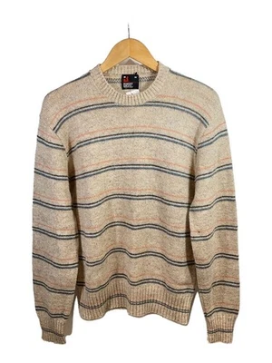 Suéter tejido Robert Bruce años 80 (grueso) M -- BEG rayas Foto 1 de 4