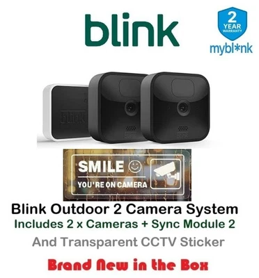 New Blink Wireless HD Smart Security Gen 3, 2 Camera System & Clear CCTV Sticker - Image 1 of 4