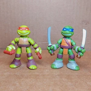 Tartarughe Ninja Mutanti Adolescenti Rooftop Ruckus Leonardo e Michelangelo Figure TMNT - Foto 1 di 5