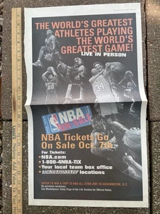 Kobe Bryant Shaq Allen Iverson Raro NBA Venta de Boletos Periódico Página Completa Anuncio 2000 - Imagen 1 de 2