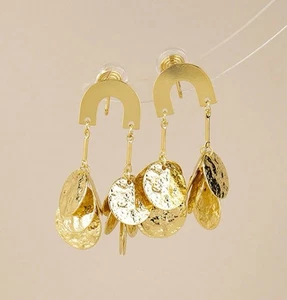 Clip on 2" comfort fit coil hammered layered circle earrings - Picture 1 of 4