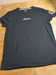 Camiseta Hollister Para Hombre Talla Grande Negra Manga Corta LA Bordada - Imagen 1 de 8