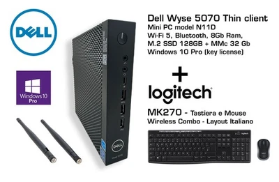 Dell Wyse 5070 WI-FI, Celeron 1.5 GHz, SSD M2 128GB, RAM 8GB, Win-10Pro + K270 - Immagine 1 di 4