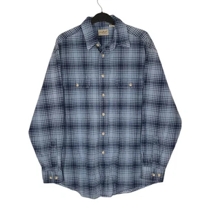 L.L.BEAN Blue Check Shirt Sunwashed Canvas Long Sleeve Cotton Mens M - Picture 1 of 4