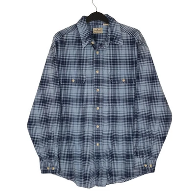 L.L.BEAN Blue Check Shirt Sunwashed Canvas Long Sleeve Cotton Mens M - Image 1 of 4