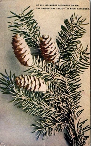 Cartolina Scena Invernale Verde Pigna Versetto Pubblicata 1908 Da Un Ammiratore Segreto - Foto 1 di 2