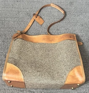 Vintage HARTMANN 17 inch Shoulder Strap Tweed & Leather Weekender Overnight Bag - Picture 1 of 24