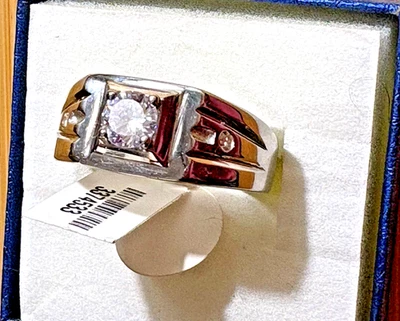 MENS SIMULATED  DIAMOND  RING (SIZE 13) TGW  1.55 CTS - Image 1 of 4