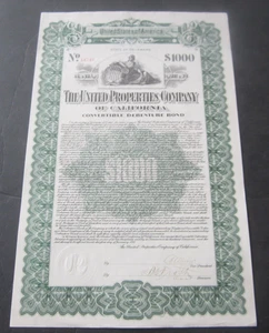 1911 - UNITED PROPERTIES COMPANY of CALIFORNIA - BOND Certificate - CA. - Picture 1 of 1