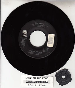 AEROSMITH Livin' on the edge  45 rpm vinyl record + juke box title strip  - Picture 1 of 1