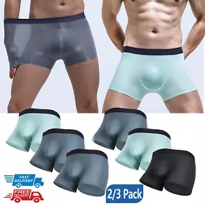 Paquete de 2/3 calzoncillos boxer de seda helada para hombre calzoncillos sin costuras calzoncillos ropa interior - Imagen 1 de 75