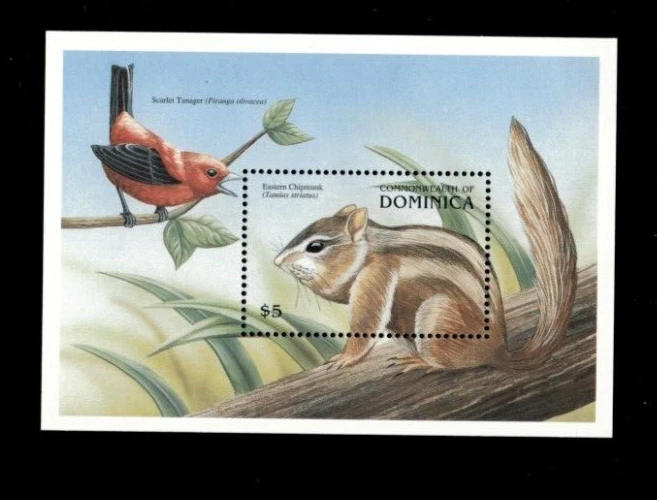 VINTAGE CLASSICS- Dominica 1999- Chipmunk- Souvenir Stamp Sheet- Scott 2169- MNH - Image 1 of 1
