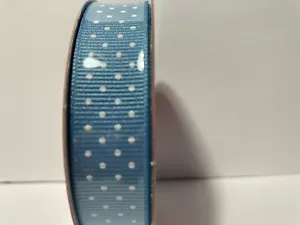 Blue White Polka Dot Ribbon 5/8" 9 Feet Ribbed Simply Spring by Nicole 2 Rolls - Picture 1 of 5