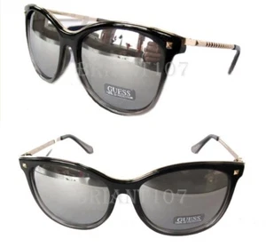 New GUESS GF0302 Black-Clear/Silver mirror Womens Sunglasses $75- - Picture 1 of 9