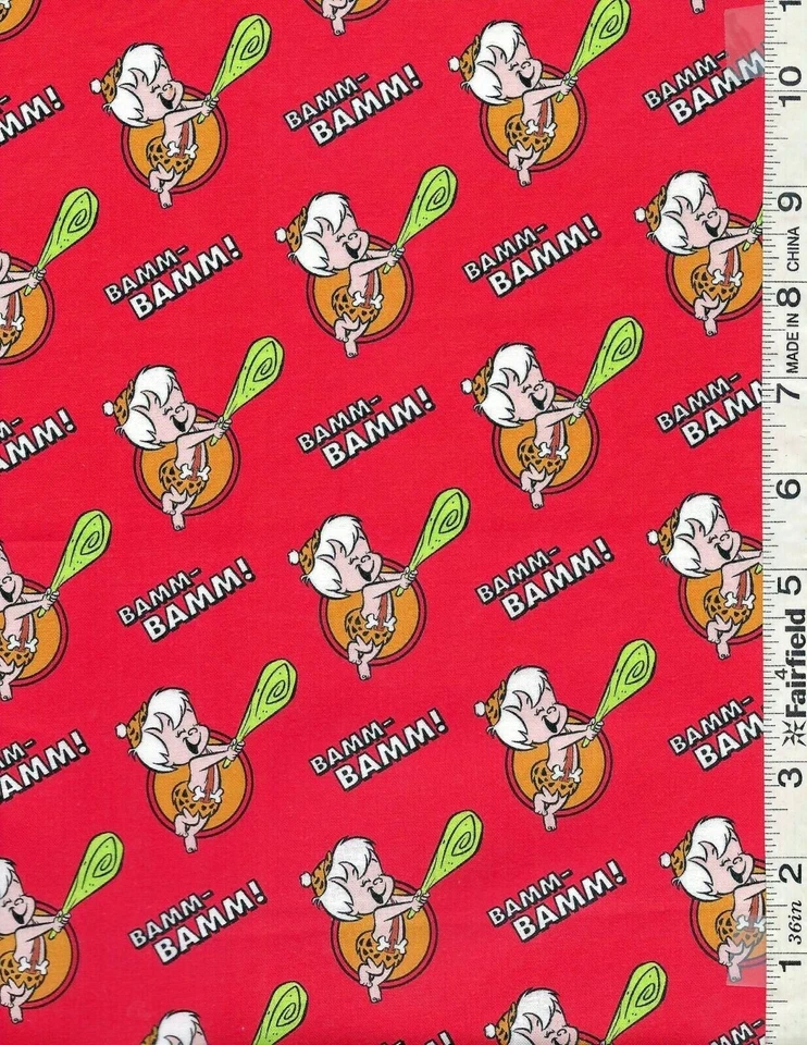 Red Orange The Flintstones Playful Bamm-Bamm by Camelot Fabrics bty - Image 1 of 1