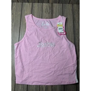 Barbie Womens Pink Tank Top With Embroidered Logo Size XL - Picture 1 of 4