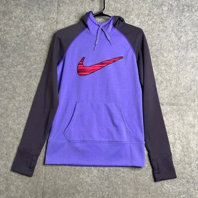 Nike Sweatshirt Womens Small Purple Swoosh Therma Fit Hoodie 654767 Warmth - Image 1 of 4