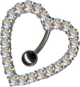 PIERCINGO® ECHT SILBER 925 HERZ BAUCHNABELPIERCING BAUCHNABEL ZIRKONIA KRISTALL - Bild 1 von 1