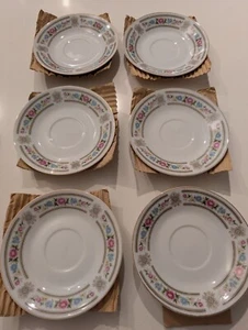 Elegance Fine China VTG Set of 6 Small Saucers - Picture 1 of 11