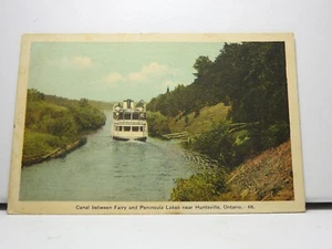 WhiteBorder Postcard Canal Between Fairy&Peninsula Lakes Huntsville Ontario E179 - Bild 1 von 2