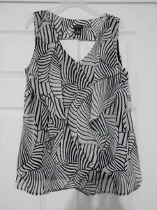 NWT ND New Directions Black & White Sleeveless Sexy Back Top Tunic Sz Large - Picture 1 of 4