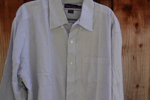 Purple Label Ralph Lauren Dress Shirt Mens 17.5 French Cuffs checks Made  Italy - Picture 1 of 9