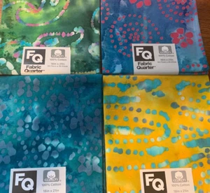 Fat Quarter Bundle, set of 4, 18"x 21”, Cotton Fabric, turquoise, green swirls - Picture 1 of 5