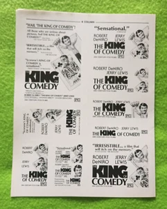 "The King Of Comedy" Original Movie Mini Ad Clip Art 1983 (Uncut) - Picture 1 of 3