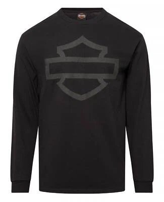 Harley-Davidson Men's Open Bar & Shield Long Sleeve Crew-Neck Shirt, Black - Image 1 of 2