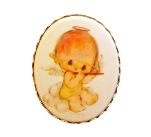RARE Hallmark PIN CAMEO Vintage Mary Hamilton HEAVENLY ANGEL '73 Brooch Unsigned - Picture 1 of 3