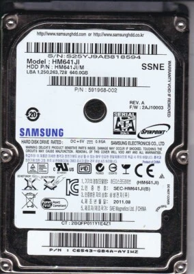 Samsung HM641JI pn: HM641JI/M C6543G84AAYIWZ 2AJ10003 640GB 2.5" SATA B23-23 - Image 1 of 2