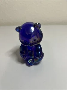FENTON schillernd blau 3 Zoll massiv Kunst Glas Teddybär Deko Briefbeschwerer - Bild 1 von 5