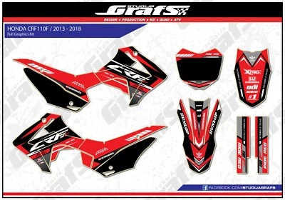 2013 2014 2015 2016 2017 2018 CRF 110F Graphics Kit Honda CRF110F CRF 110 F Foto 1 de 4