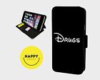 Drugs Funny Font  - Faux Leather Flip Phone Case Cover - Iphone/Samsung