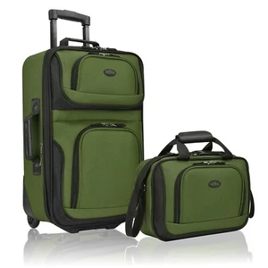 U.S. Traveler Rio 2-Pc Expandable Softside 20" Carry Luggage Set - Evergreen - Picture 1 of 13