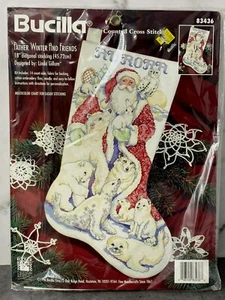 Bucilla Christmas Cross Stitch Stocking Father Winter Friends 83436 Vtg 18 inch - Picture 1 of 3