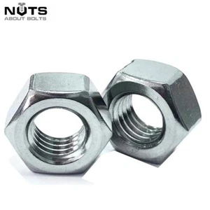HEX FULL NUTS BZP BRIGHT ZINC PLATED M2 M3 M4 M5 M6 M8 M10 M12 M14 M16 M20 - Picture 1 of 3