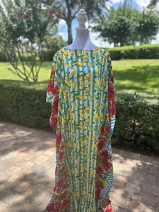 Antica Sartoria 2024 Lemon Flower Kaftan Mumu OS XXL - Picture 1 of 8