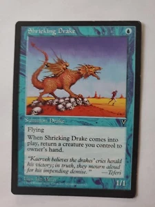 MTG Magic The Gathering Card Shricking Drake Summon Drake Blue V Visions 1996 - Picture 1 of 2