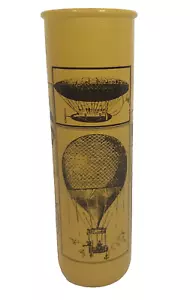 9 Inch Yellow Glass Unscented Candle With Black Antique Artifacts Images - Picture 1 of 19