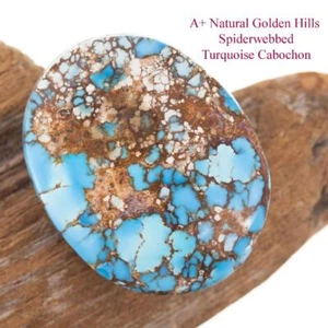 Pulsera ANILLO NATURAL GOLDEN HILLS Turquesa Cabujón Cabina RARO 27mm Telaraña - Imagen 1 de 5