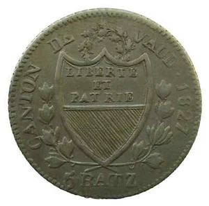 Switzerland 5 Batzen 1827 Waadt Canton Old German Handschriftlich Description - Picture 1 of 3