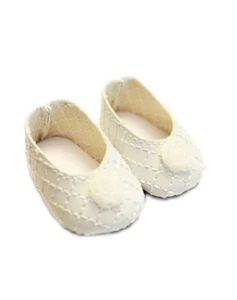 Doll Clothe 14.5" Shoes White Stitched Slip On Flower Fit AG Wellie Wisher Dolls - Picture 1 of 5