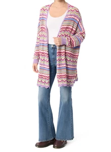 Womens Purple Paisley Jessica Simpson Kayla Long Cardigan size L/XL - Picture 1 of 5